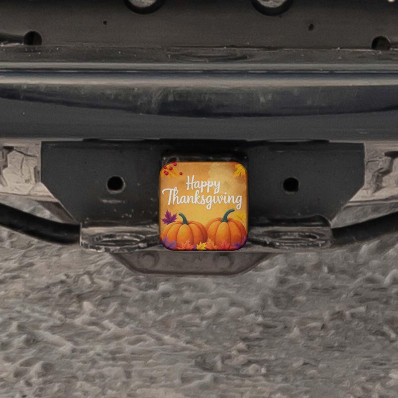 Swono Happy Thanksgiving Rubber Hitch Tube Cover Autumn Pumpkin Maple Berries Soft Rubber Protects Hitch Tube Rear Trailer Hitch Cover Universal Fits 2" Receivers for Men Women - Image 5